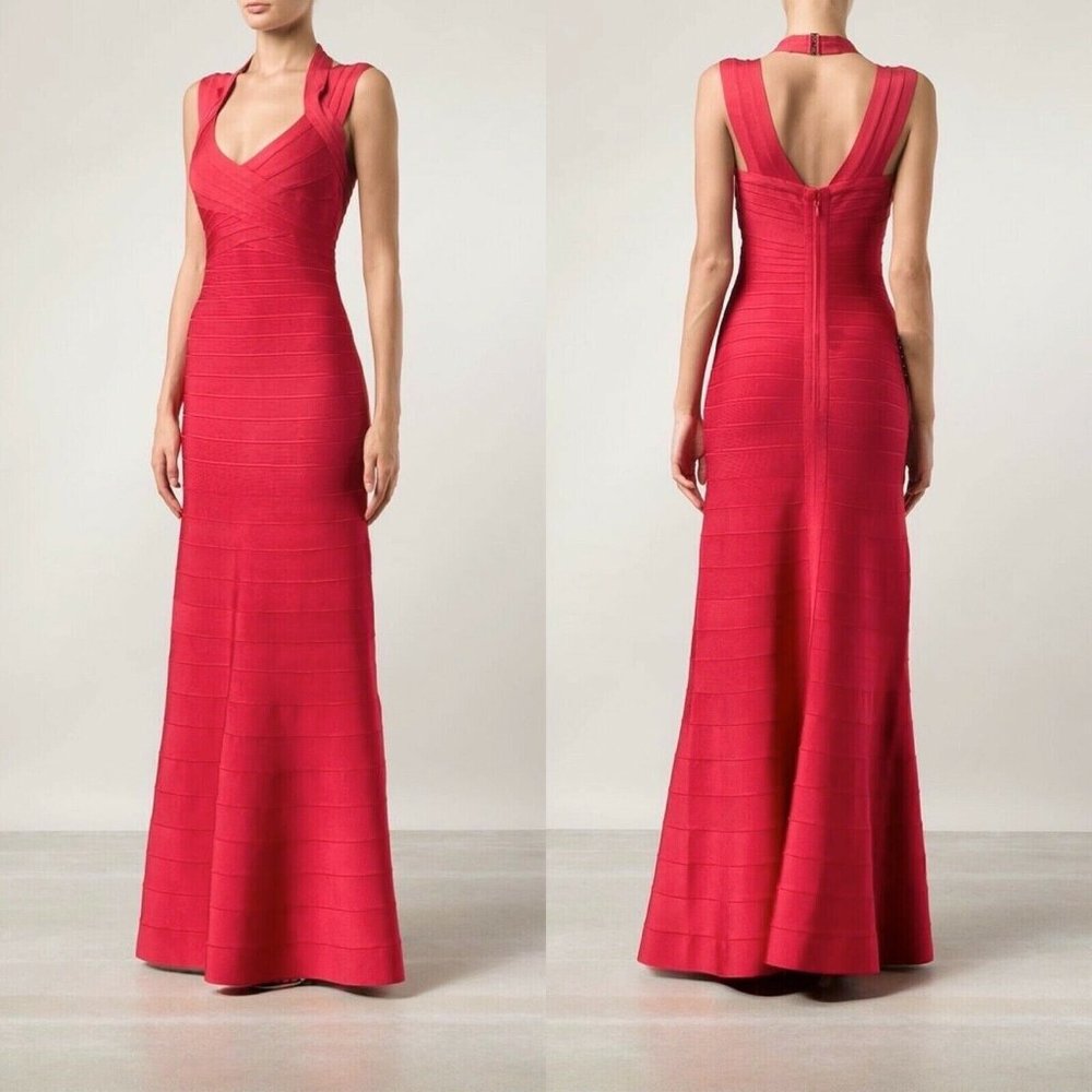 Herve Leger | Selene Bandage Maxi Dress | Lipstick Red